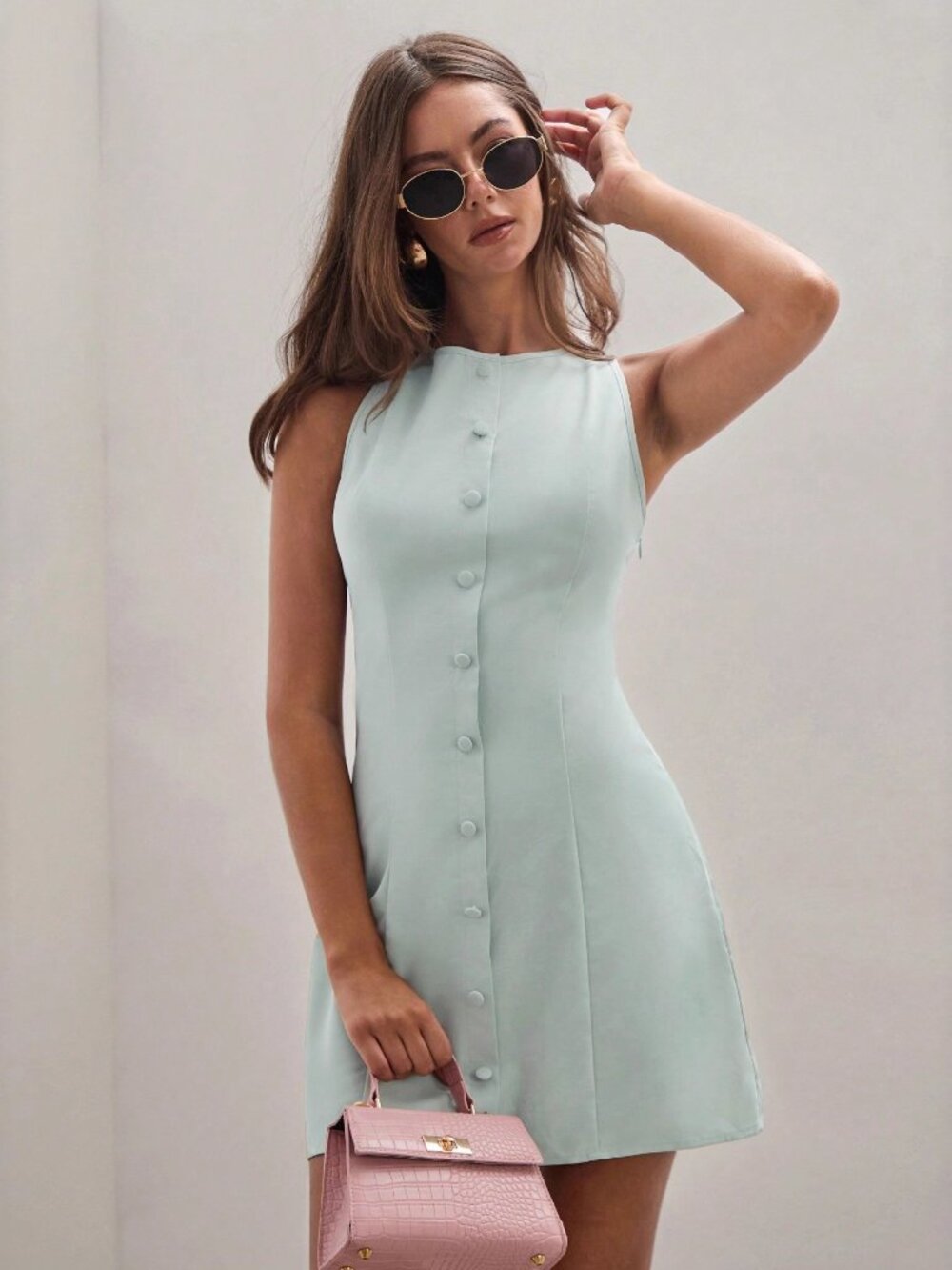 Women's Solid Color Sleeveless A-Line Dress